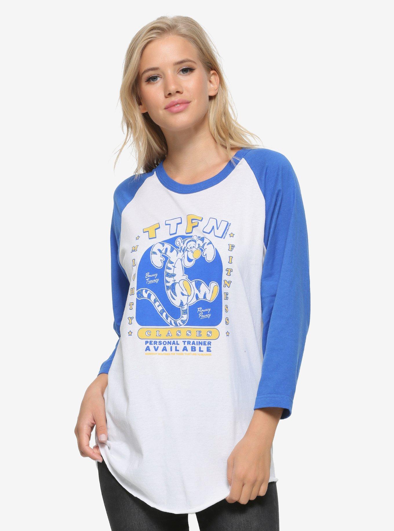 Disney Winnie the Pooh Tigger TTFN Fitness Women's Raglan T-Shirt - BoxLunch Exclusive, BLUE, hi-res