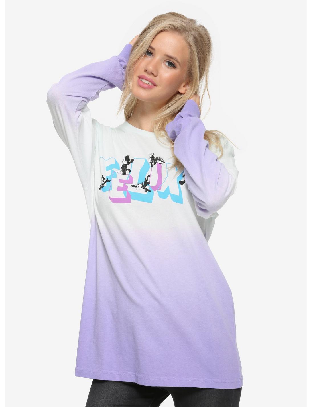 Felix the Cat Logo Dip-Dye Women's Long Sleeve T-Shirt - BoxLunch Exclusive, MULTI, hi-res