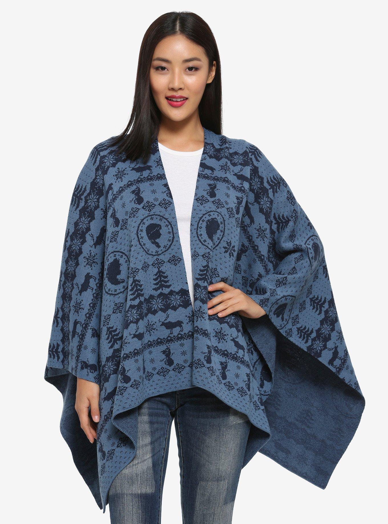 Disney Frozen 2 Tonal Nordic Women's Shawl Cardigan - BoxLunch Exclusive, NAVY, hi-res