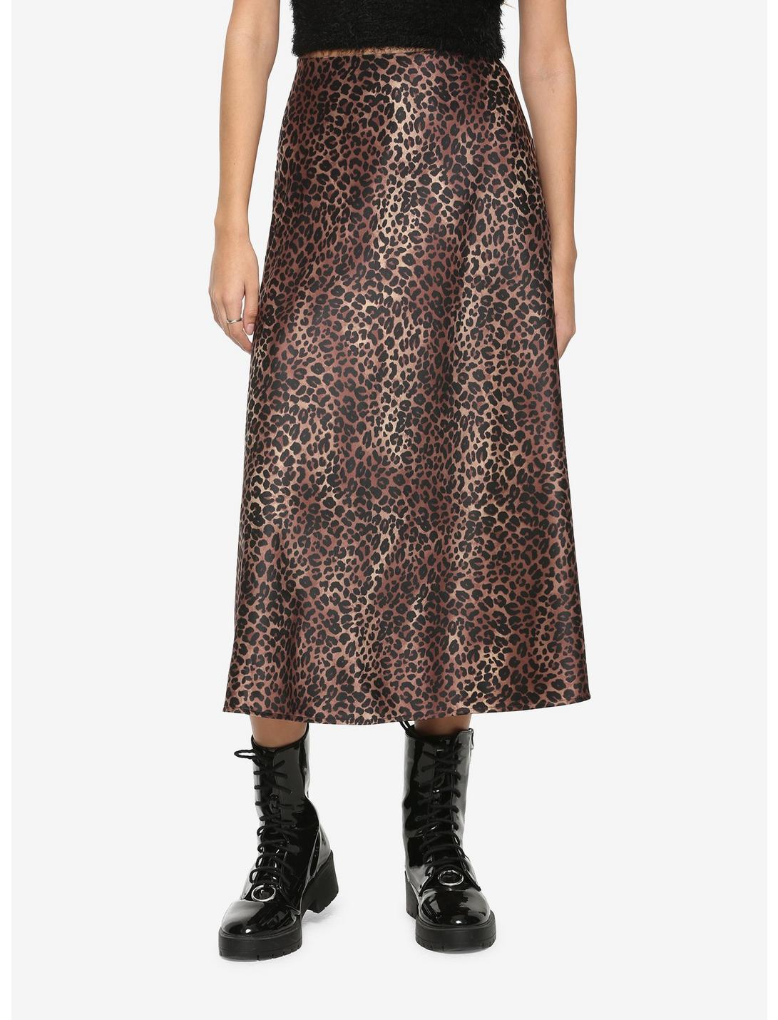 Leopard Print Midi Skirt, LEOPARD, hi-res