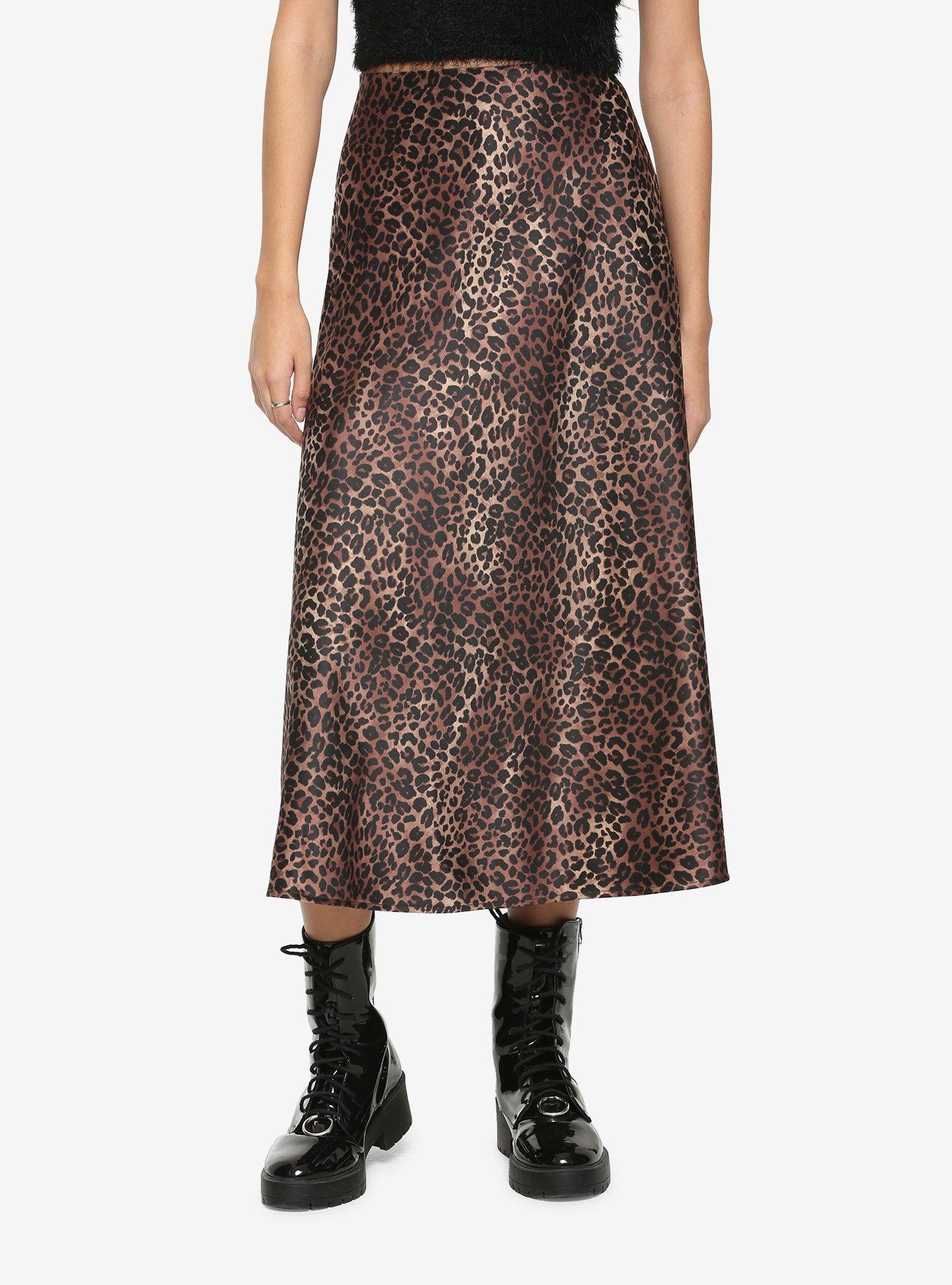 Leopard Print Midi Skirt, LEOPARD, hi-res