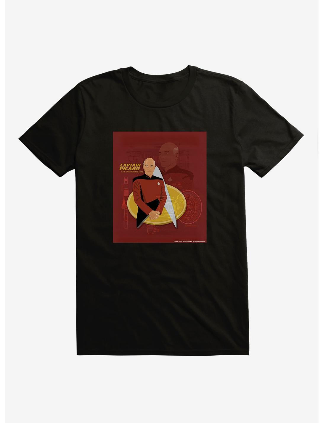 Star Trek Captain Picard Illustration T-Shirt, BLACK, hi-res