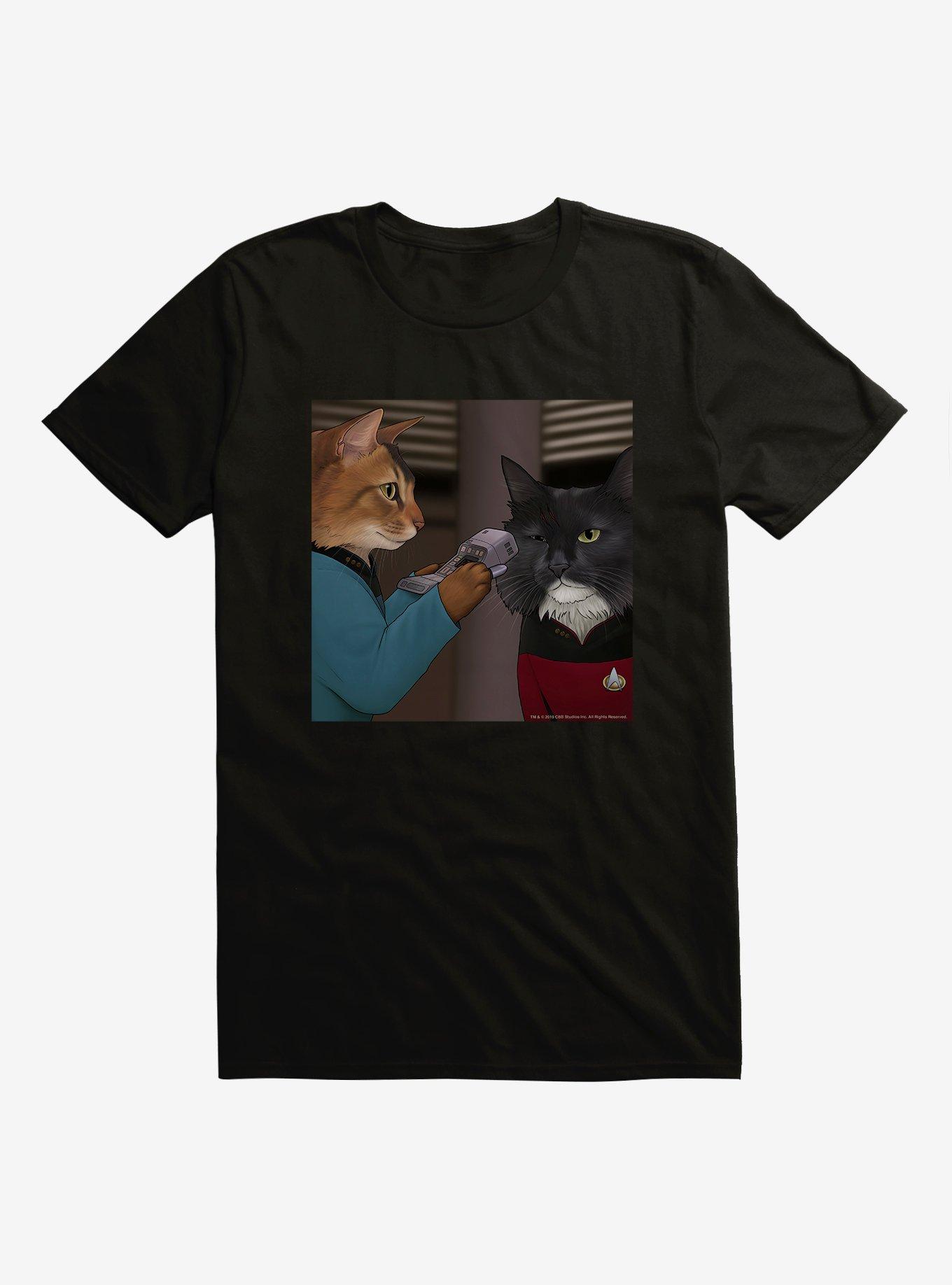Star Trek The Next Generation Cats Riker and Crusher T-Shirt, BLACK, hi-res