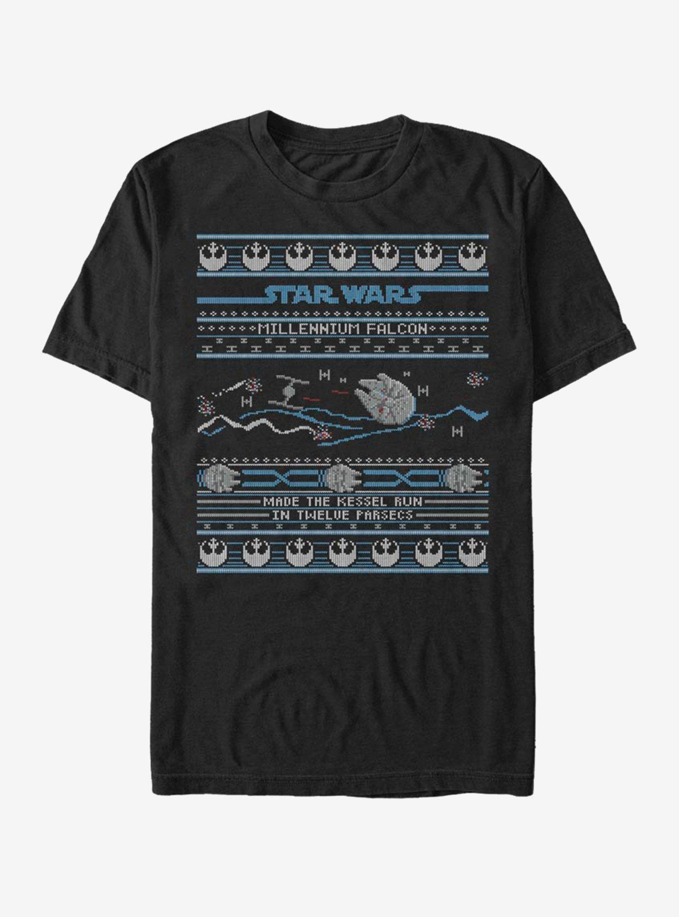 Star Wars Falcon Attack Ugly Sweater T-Shirt, BLACK, hi-res