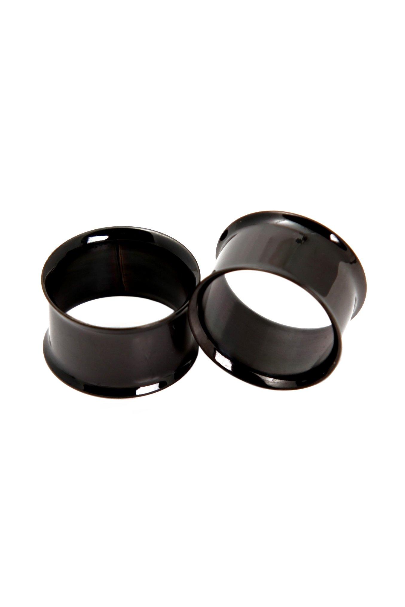 Black Double Flared Plug 2 Pack, BLACK, hi-res