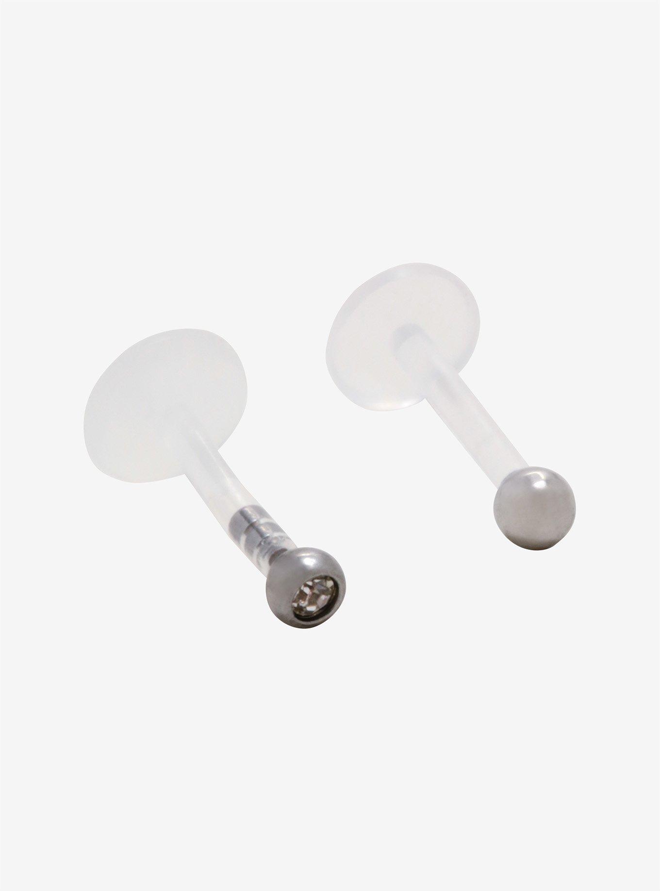 Acrylic Labret Post 2 Pack, SILVER, hi-res