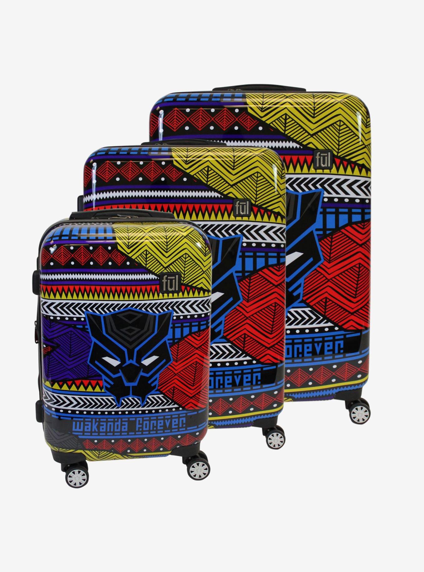 FUL Marvel Black Panther Geometric Art 3 Piece Luggage Set | Hot Topic