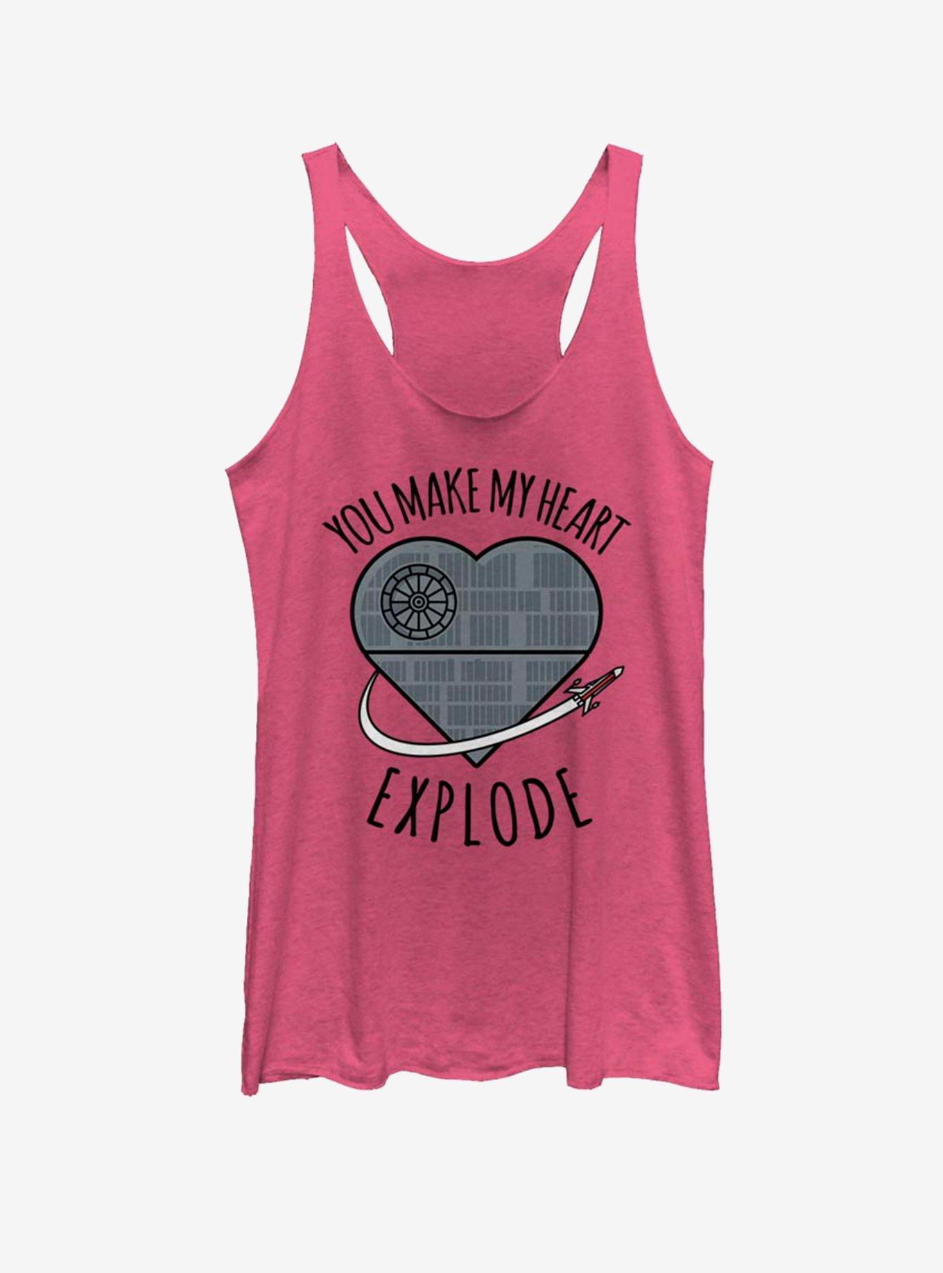 Star Wars Heart Explode Death Star Girls Tank, PINK HTR, hi-res