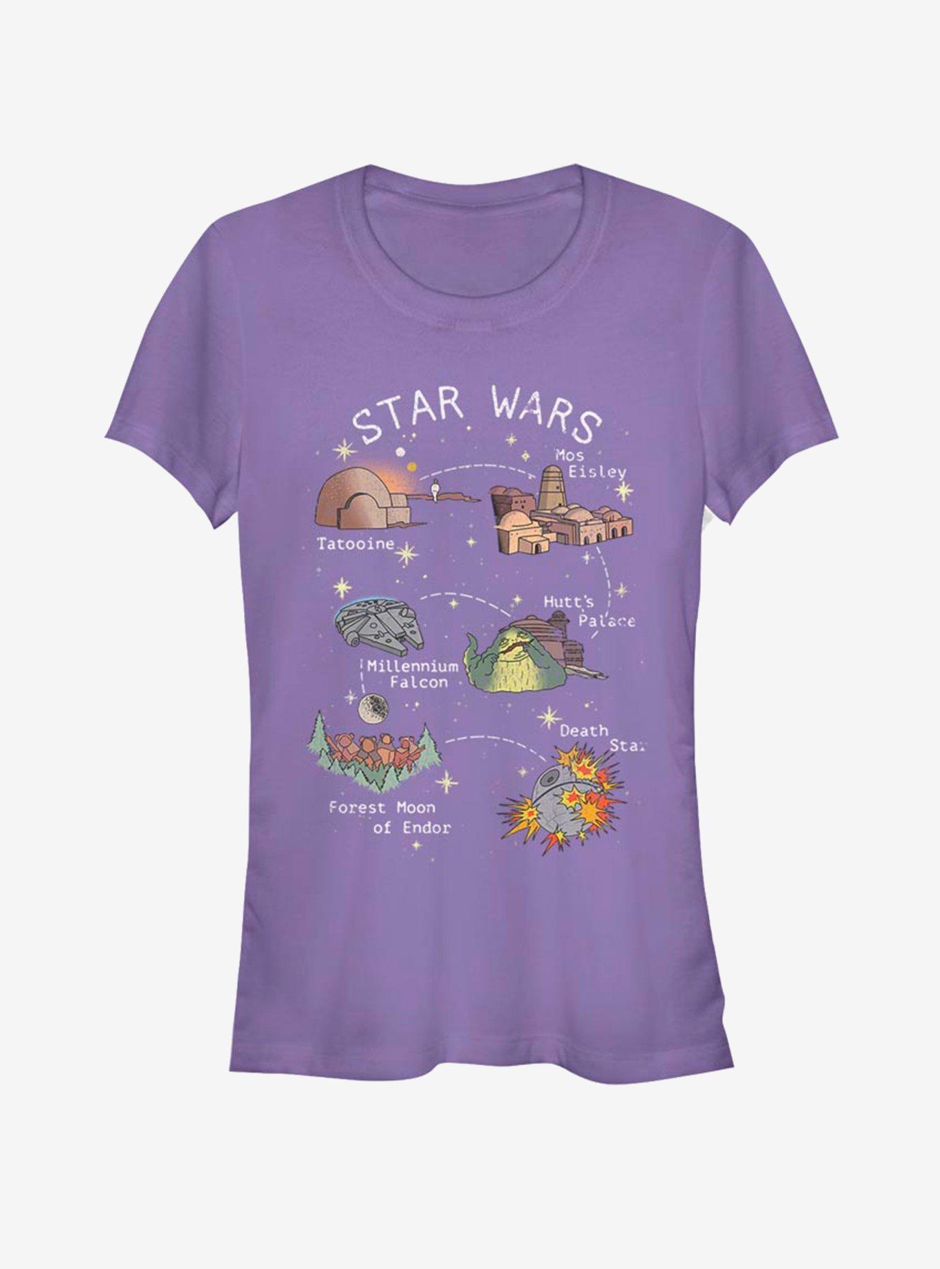 Star Wars Star Wars Story Map Girls T-Shirt - PURPLE