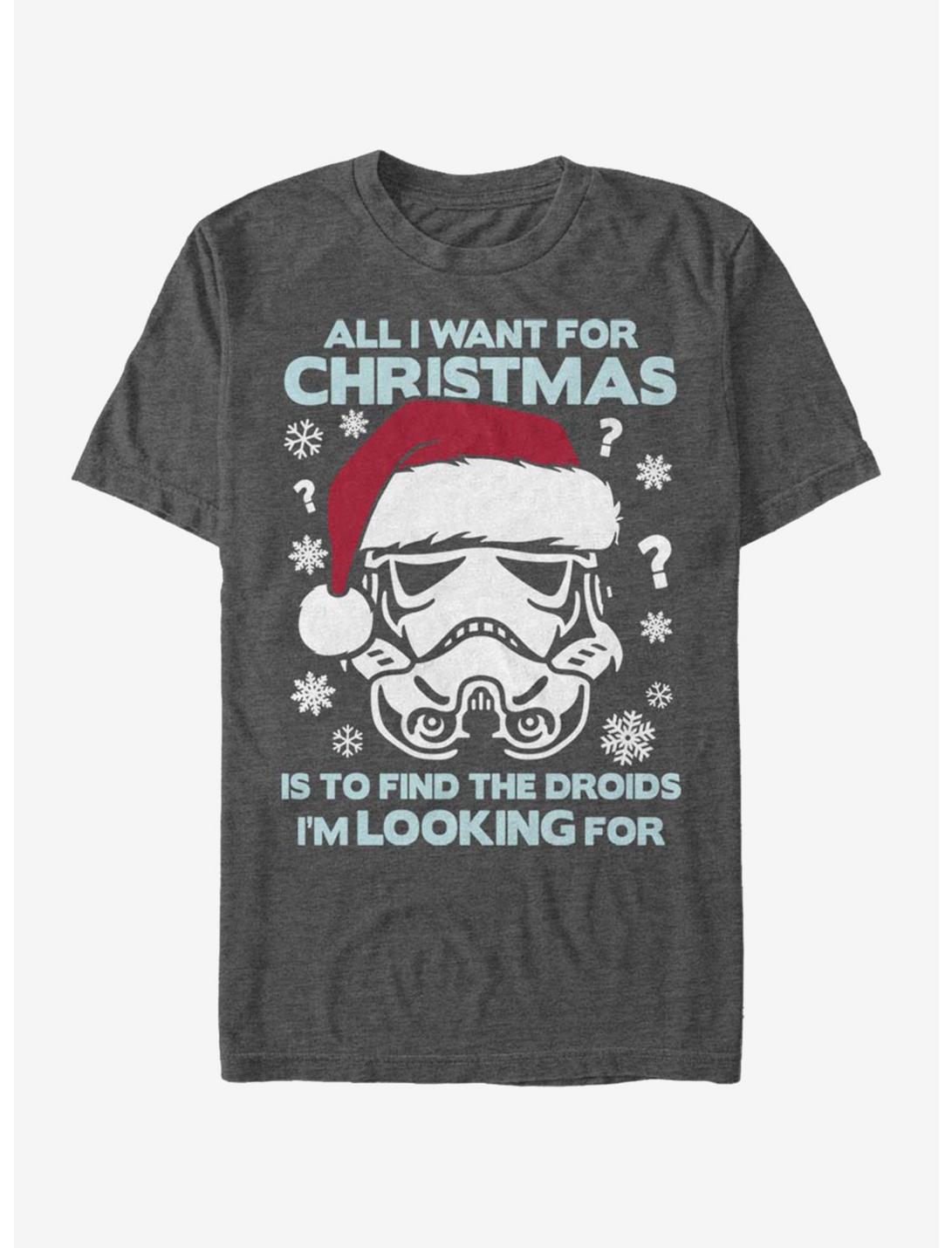 Star Wars Still Looking for Droids Christmas T-Shirt, CHAR HTR, hi-res