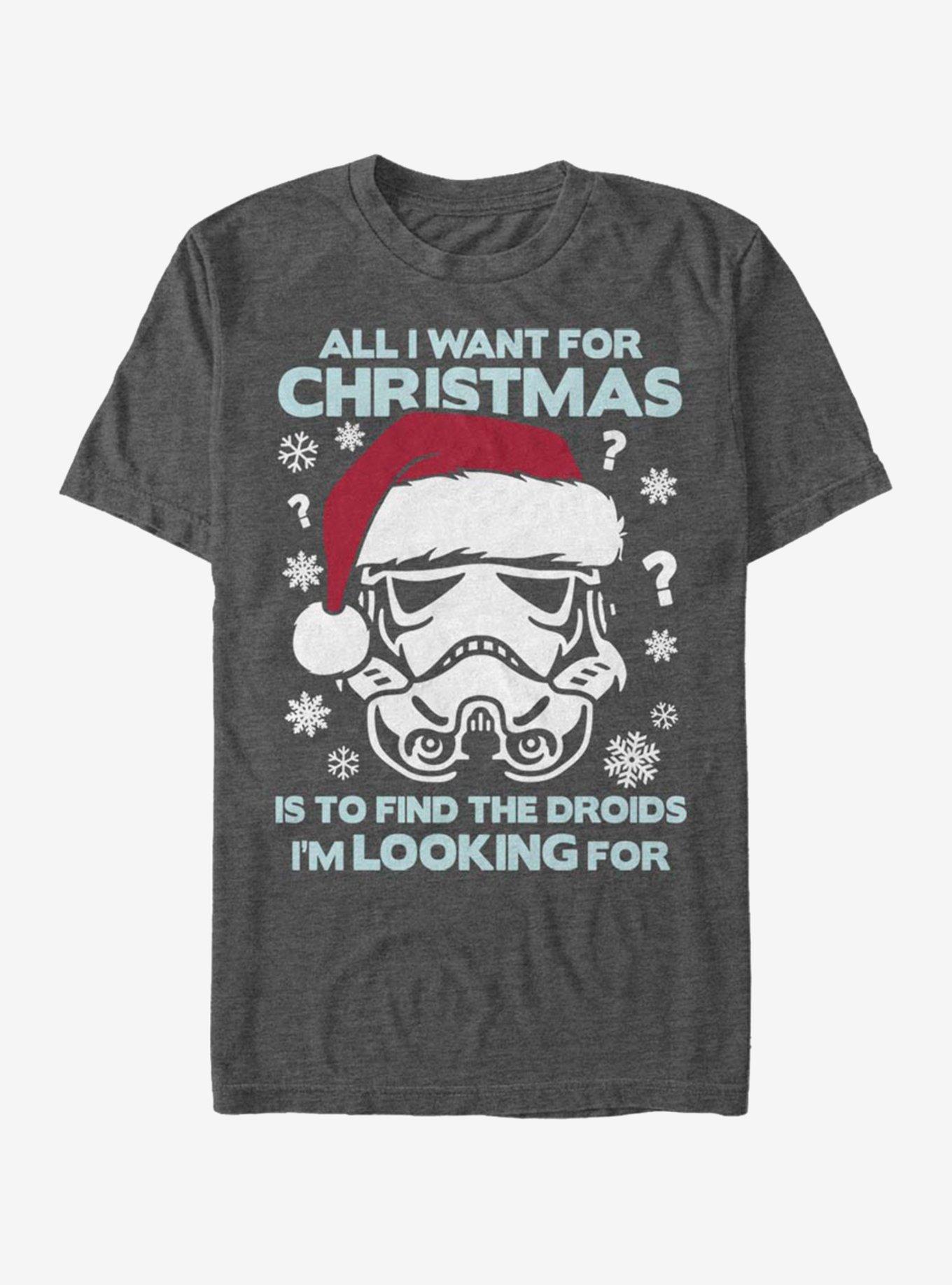 Star Wars Still Looking for Droids Christmas T-Shirt, CHAR HTR, hi-res