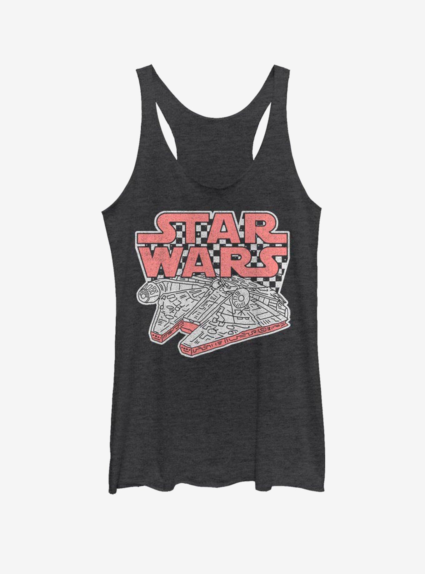 Star Wars Checker Falcon Girls Tank, BLK HTR, hi-res