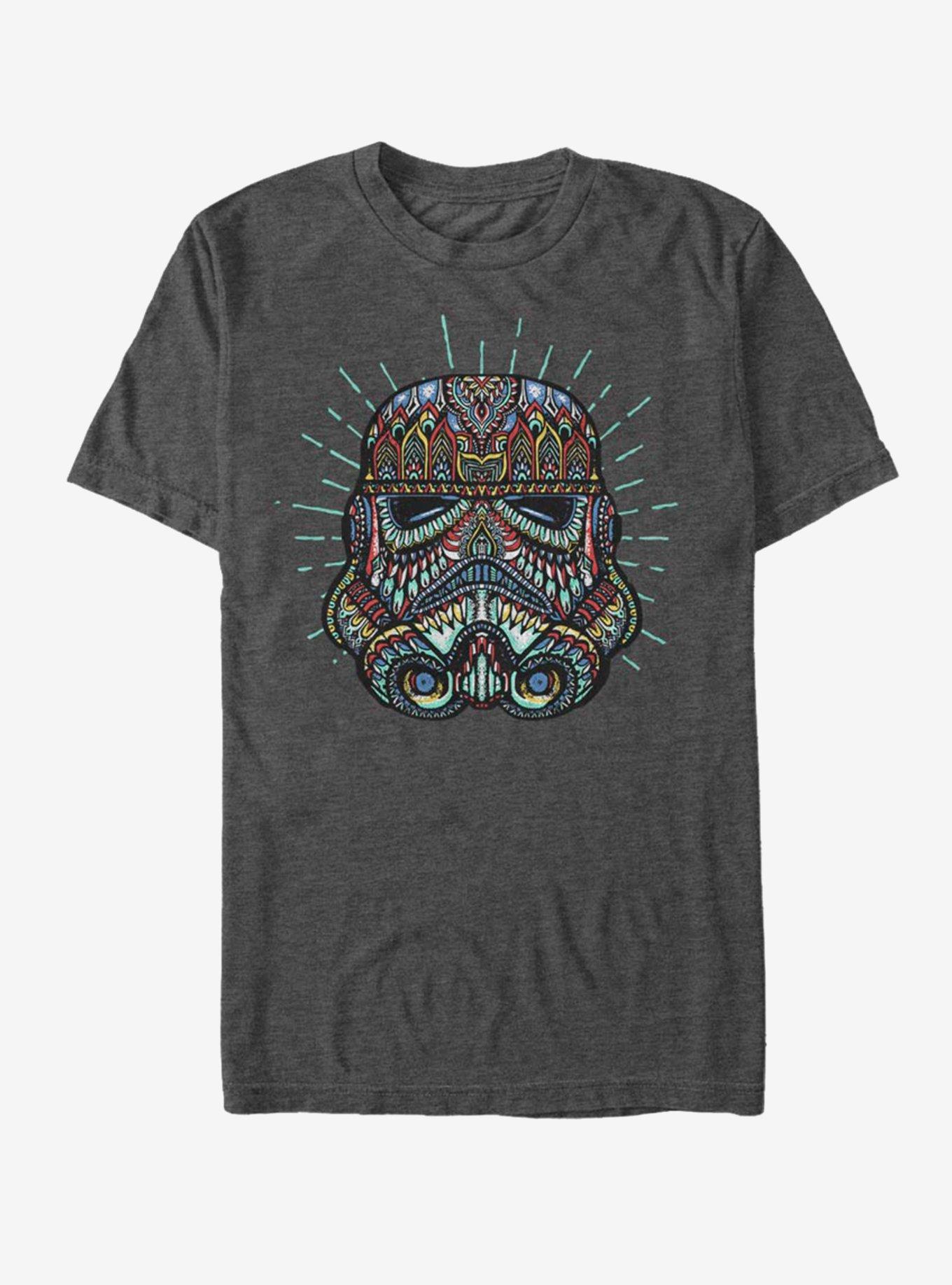 Star Wars Trooper Sugar Skull T-Shirt, CHAR HTR, hi-res