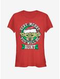 Star Wars Merry Yoda Aunt Girls T-Shirt, RED, hi-res