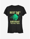 Star Wars Yoda Sixteenth Girls T-Shirt, BLACK, hi-res