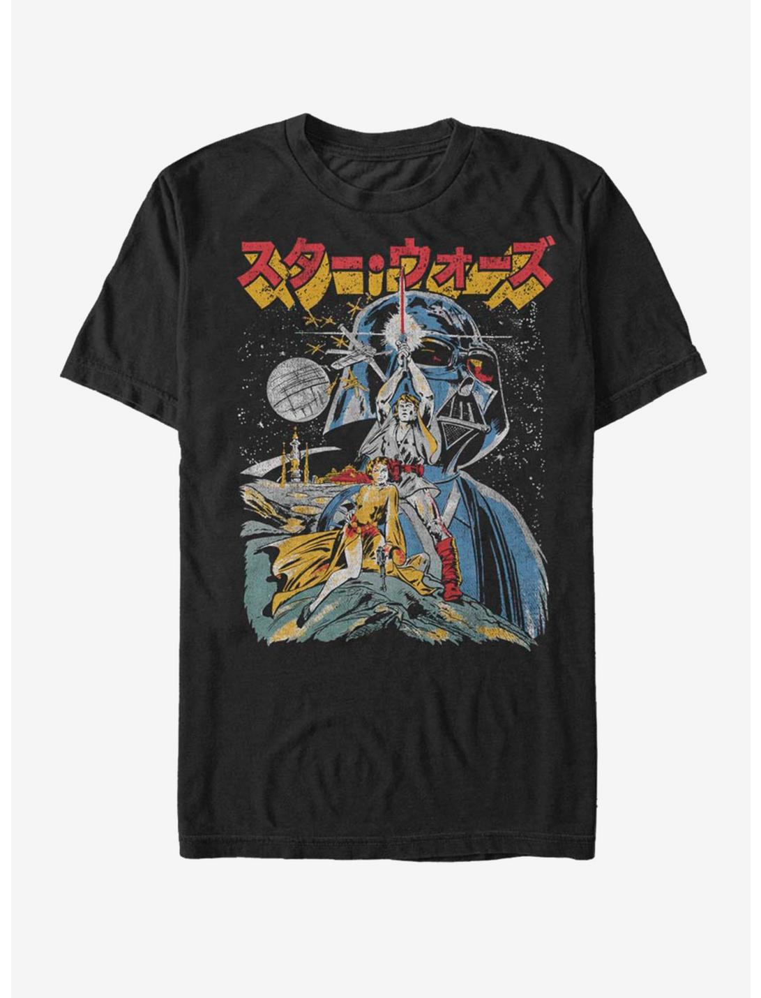 Star Wars Japanese Text Poster T-Shirt, BLACK, hi-res