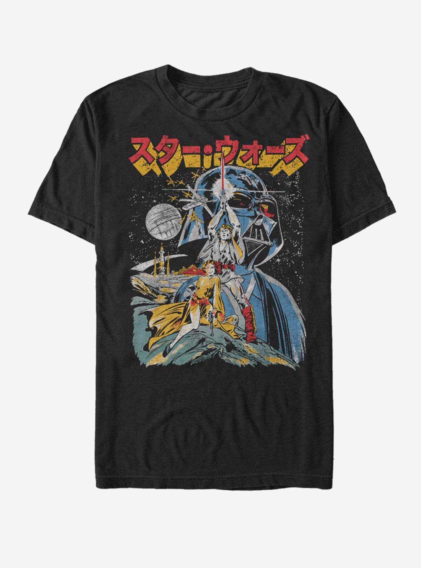 Star Wars Japanese Text Poster T-Shirt, BLACK, hi-res