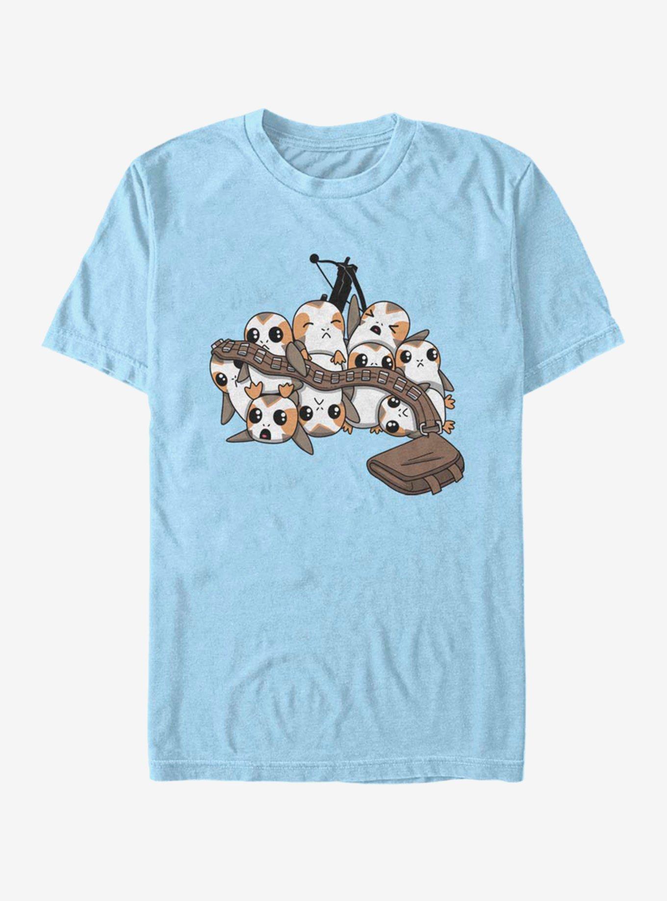 Star Wars Porg Pile and Chewbacca Accessories T-Shirt, LT BLUE, hi-res