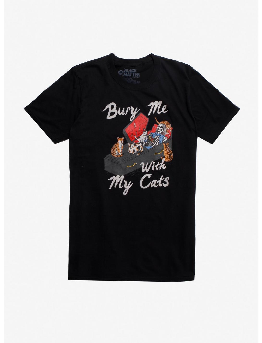 Bury Me With My Cats T-Shirt By Hillary White, BLACK, hi-res
