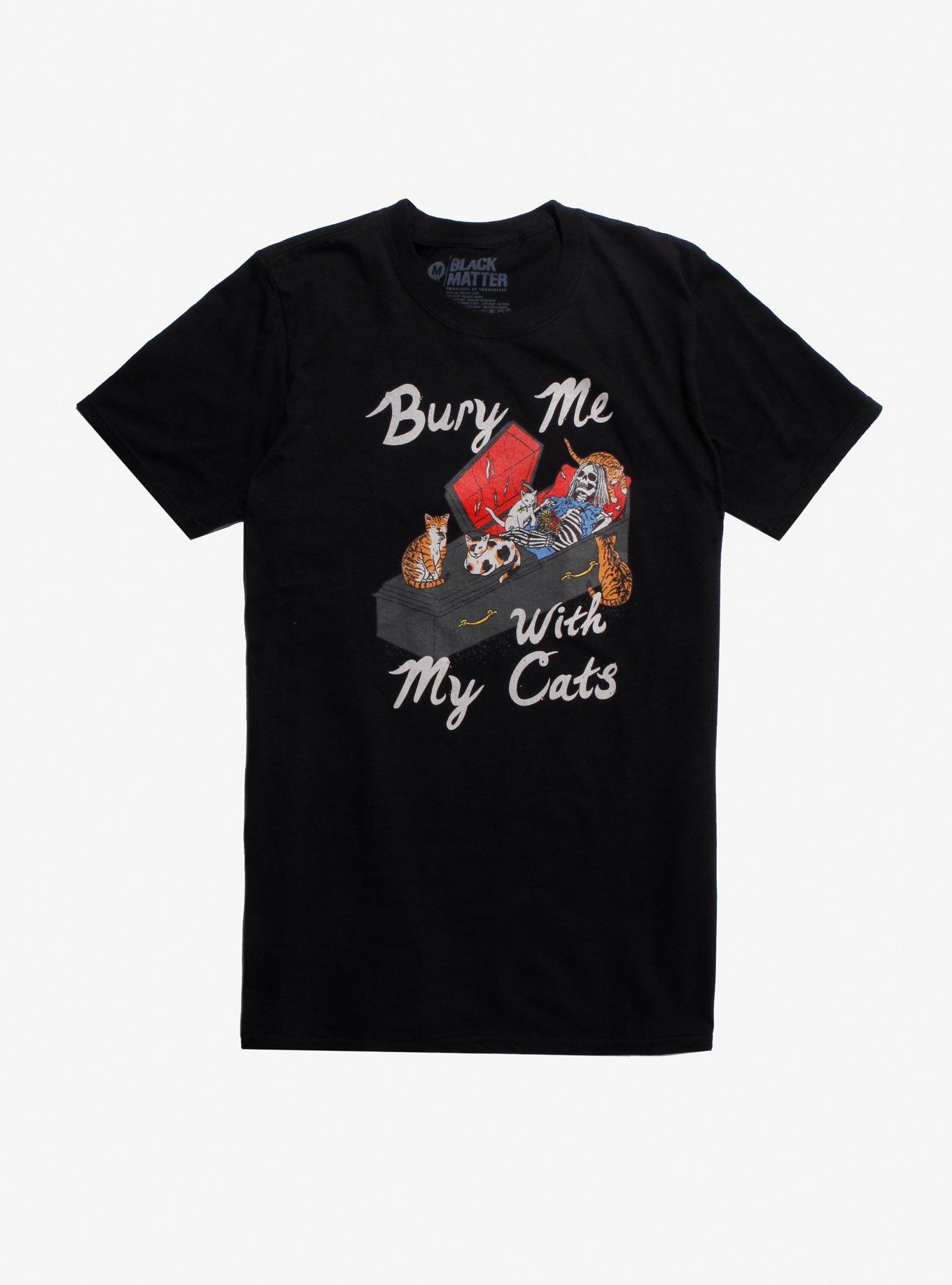Bury Me With My Cats T-Shirt By Hillary White, BLACK, hi-res