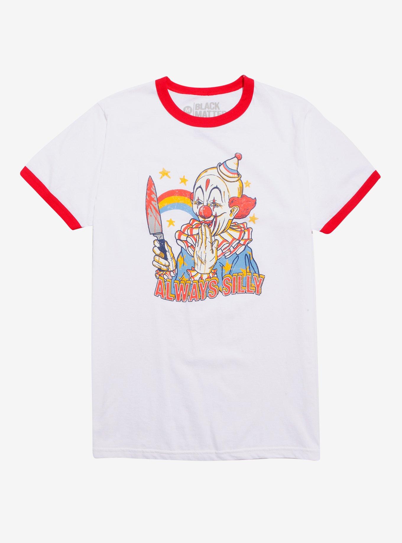 Clowns Are Silly Ringer T-Shirt By Hillary White, BLACK, hi-res