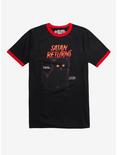Satan Returns Ringer T-Shirt By Hillary White, BLACK, hi-res