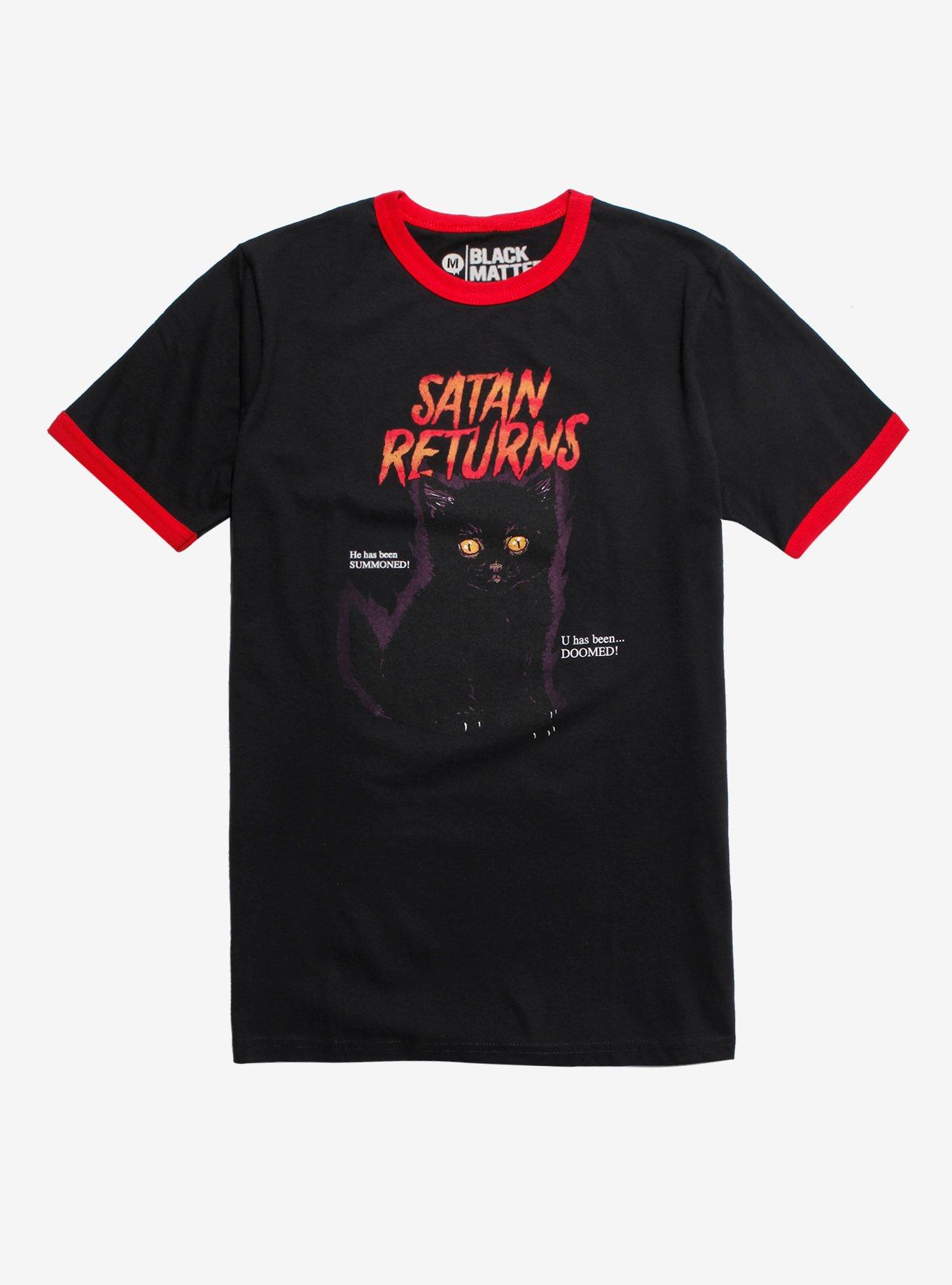 Satan Returns Ringer T-Shirt By Hillary White, BLACK, hi-res