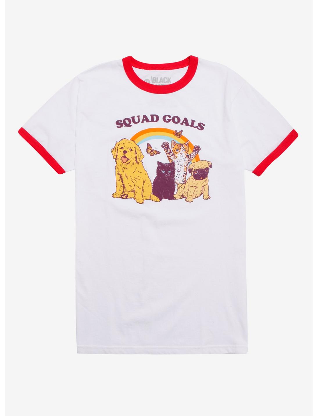 Squad Goals Ringer T-Shirt By Hillary White, WHITE, hi-res