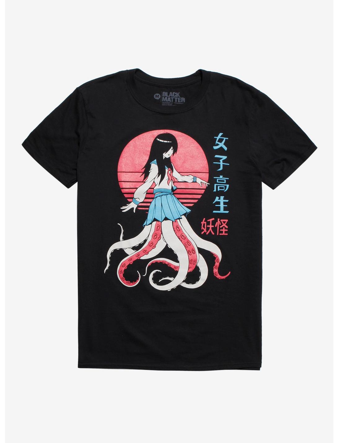 Yokai School Girl T-Shirt By Vincent Trinidad, BLACK, hi-res