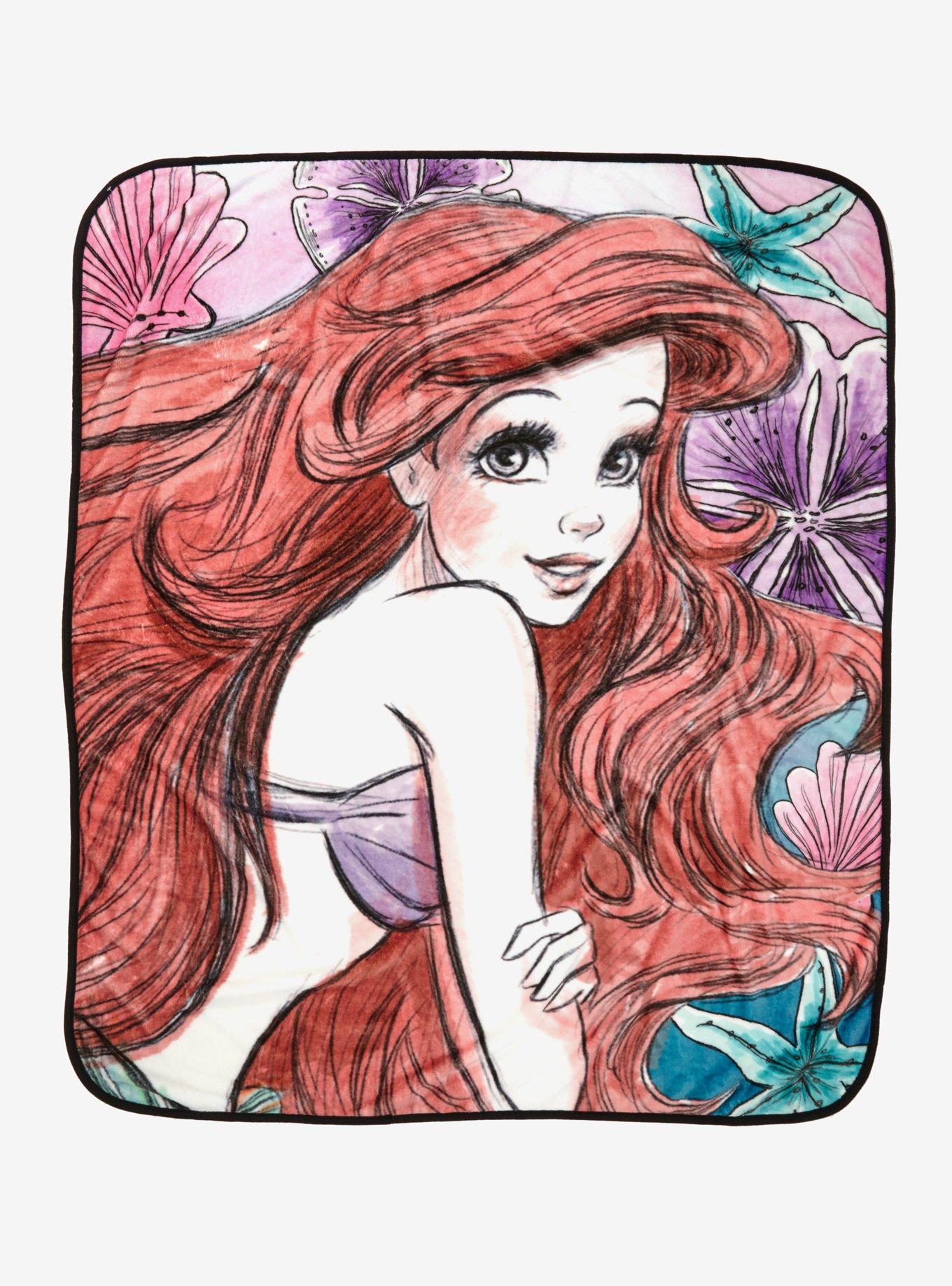 Disney The Little Mermaid Ariel Sketched Plush Throw Blanket, , hi-res
