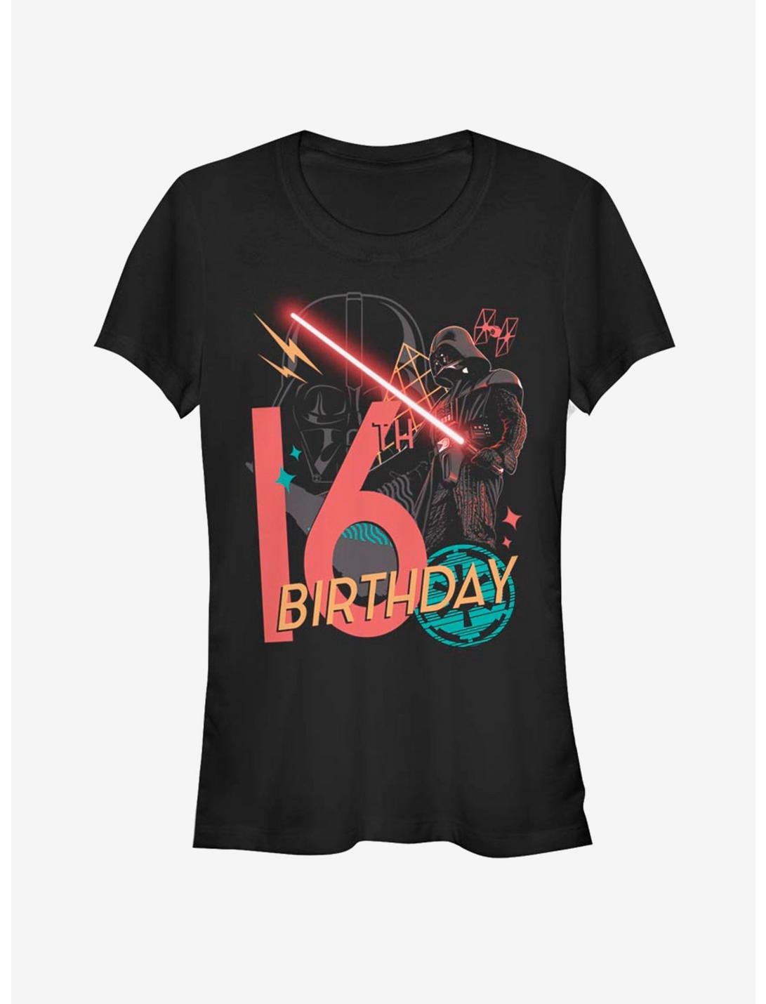 Star Wars Vader 16th B-Day Girls T-Shirt, BLACK, hi-res