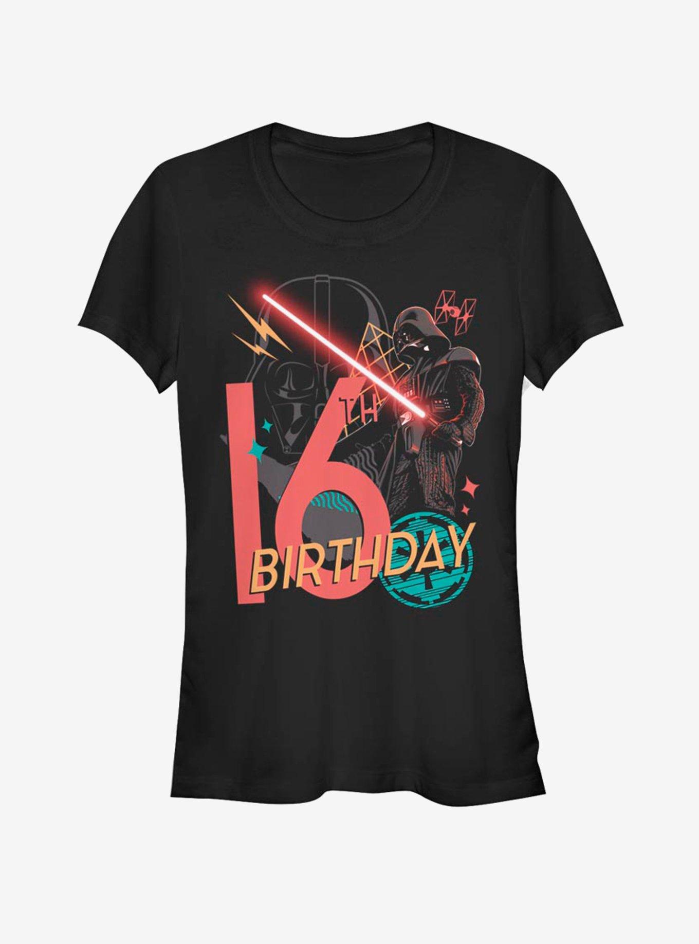 Star Wars Vader 16th B-Day Girls T-Shirt, BLACK, hi-res