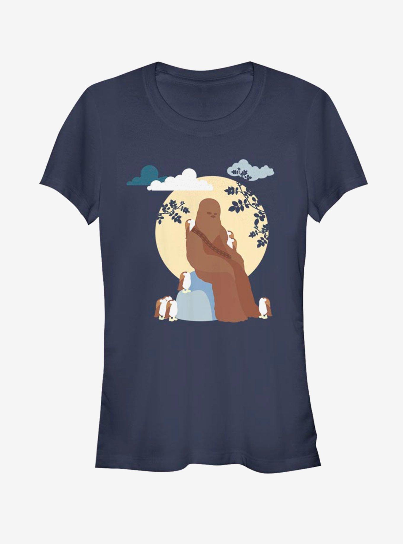 Star Wars Simple Chewy and Porgs Girls T-Shirt, NAVY, hi-res