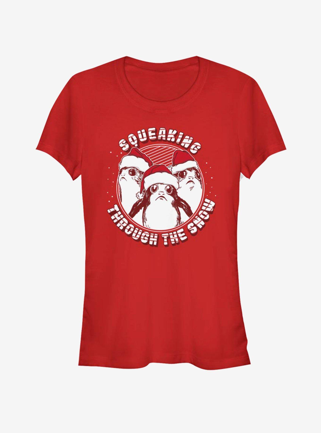 Star Wars Squeaking Through the Snow Girls T-Shirt, RED, hi-res