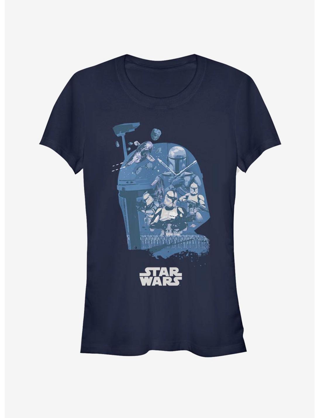 Star Wars Boba Fett Head Fill Girls T-Shirt, NAVY, hi-res