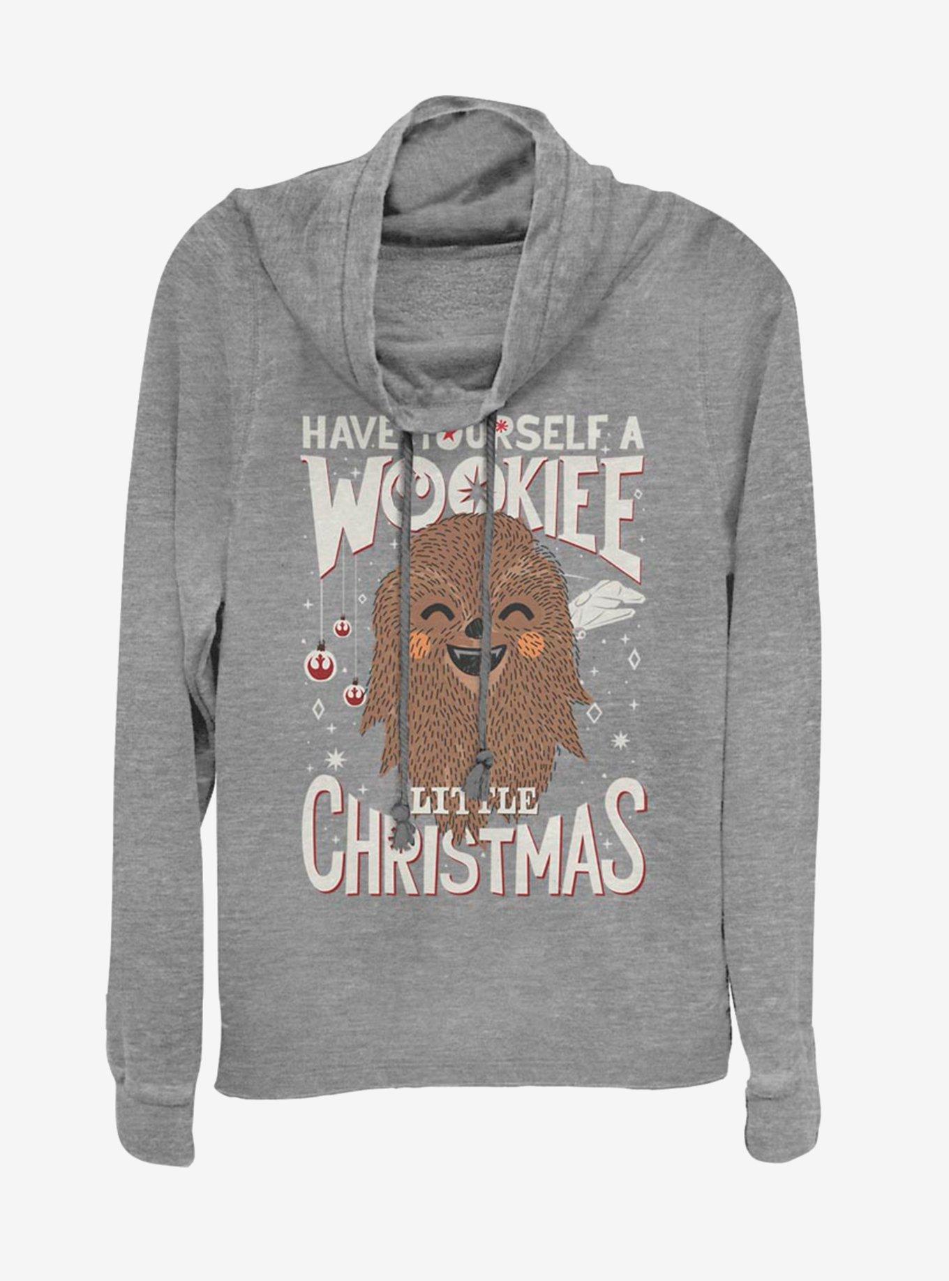 Star Wars Wookiee Christmas Cowl Neck Long-Sleeve Girls Top, GRAY HTR, hi-res