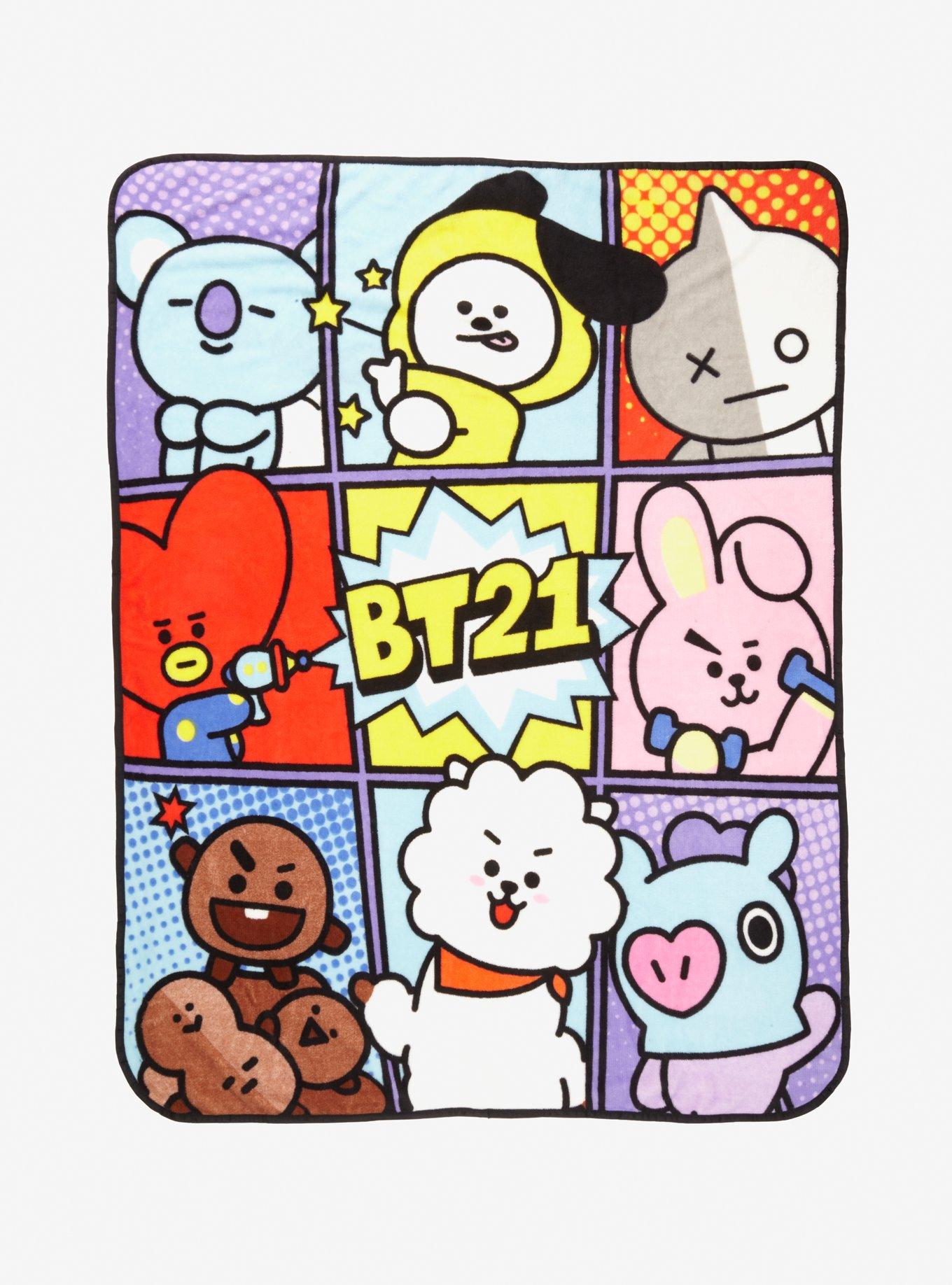 BT21 Character Panel Throw Blanket