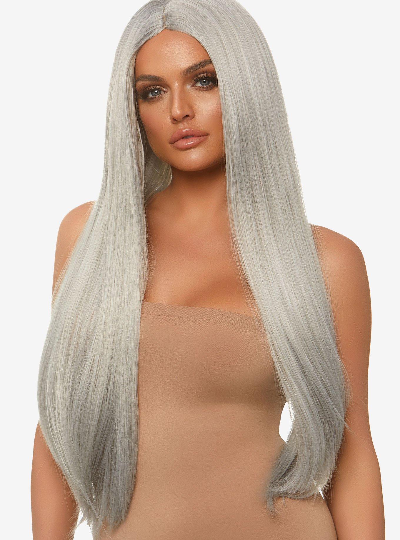 Grey Long Straight Center Part Wig