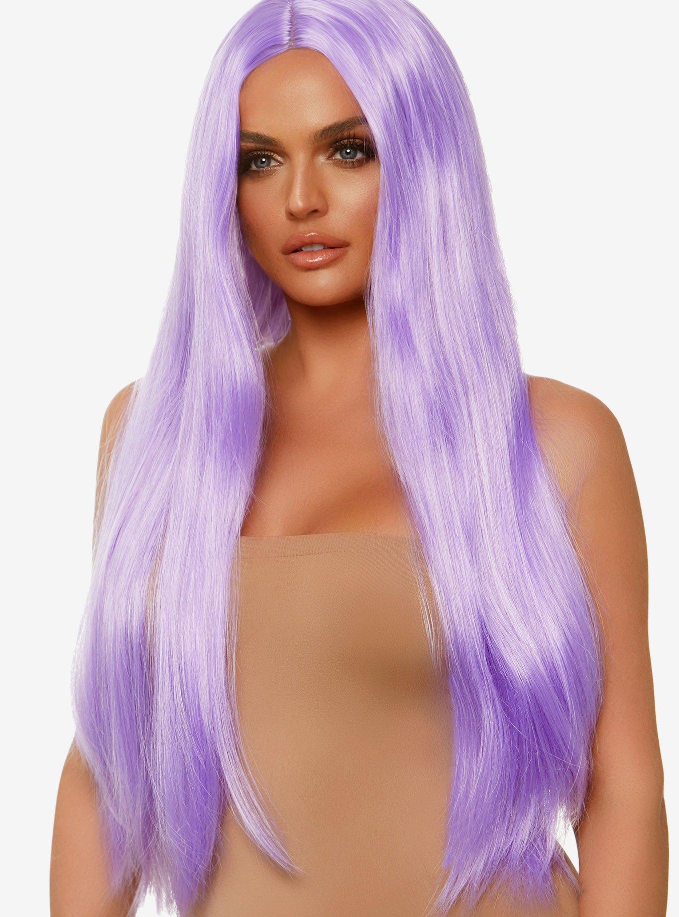 Lavender Long Straight Center Part Wig, , hi-res