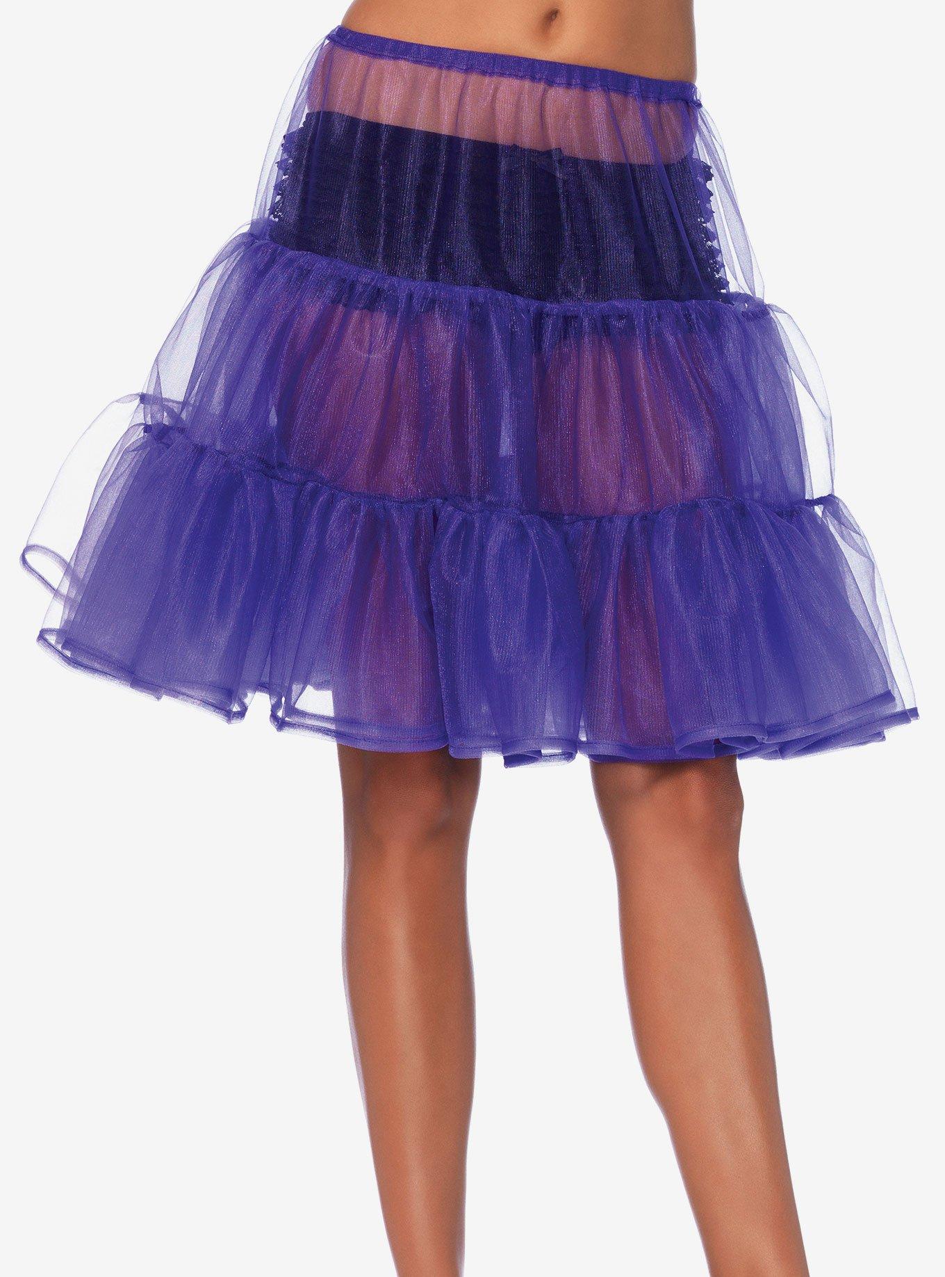 Shimmer Organza Knee Length Grape Petticoat Skirt, , hi-res