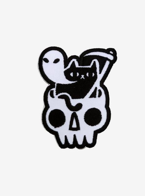 Reaper Cat Skull Ghost Patch | Hot Topic