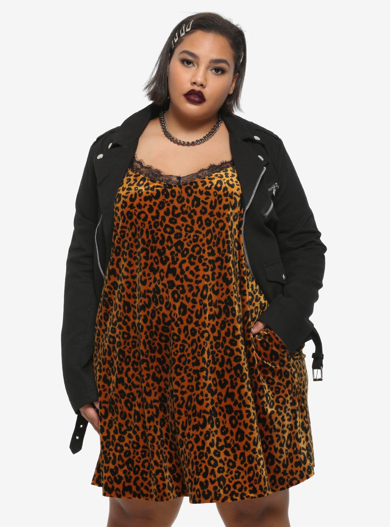 Plus size leopard slip dress best sale