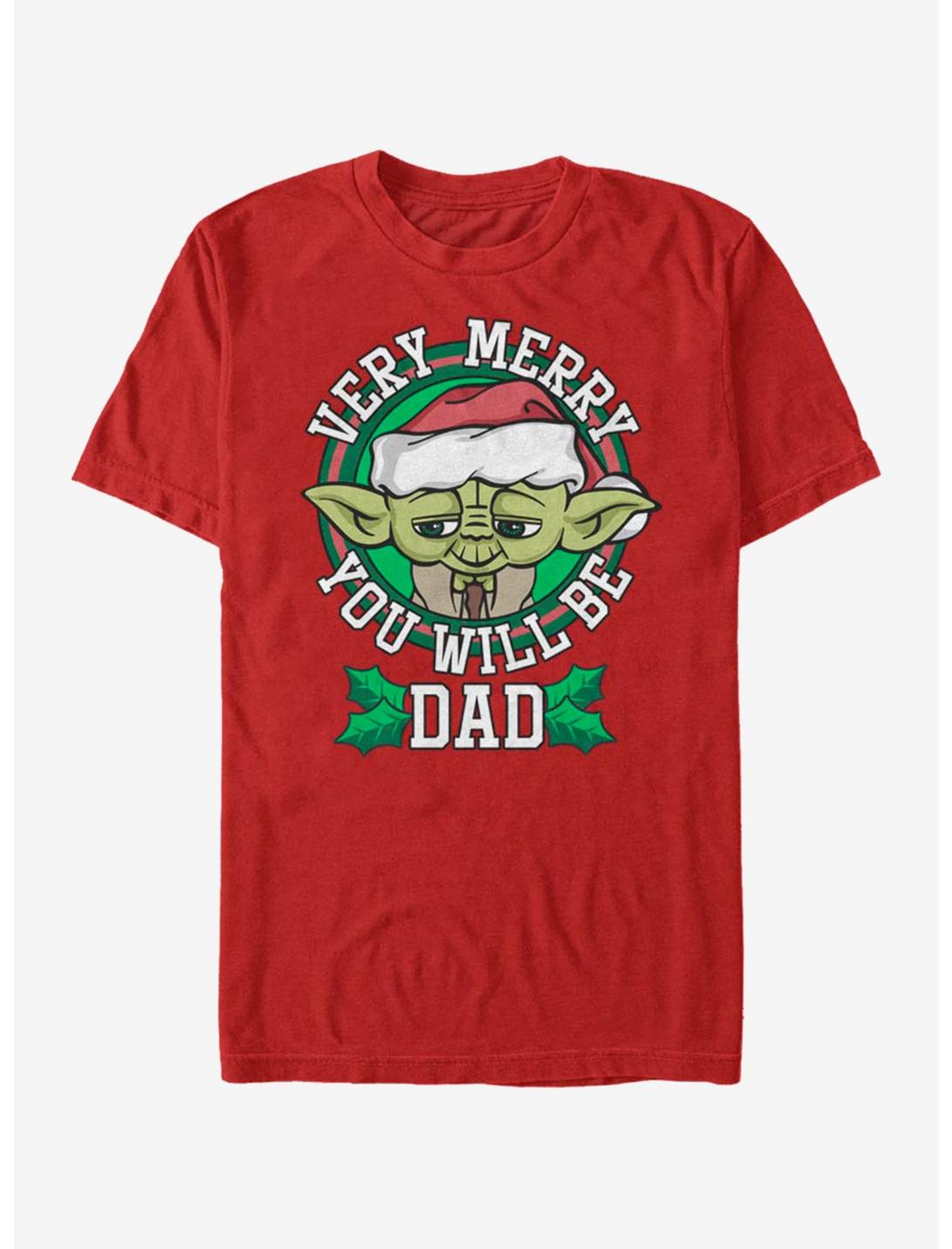 Star Wars Merry Yoda Dad T-Shirt, RED, hi-res