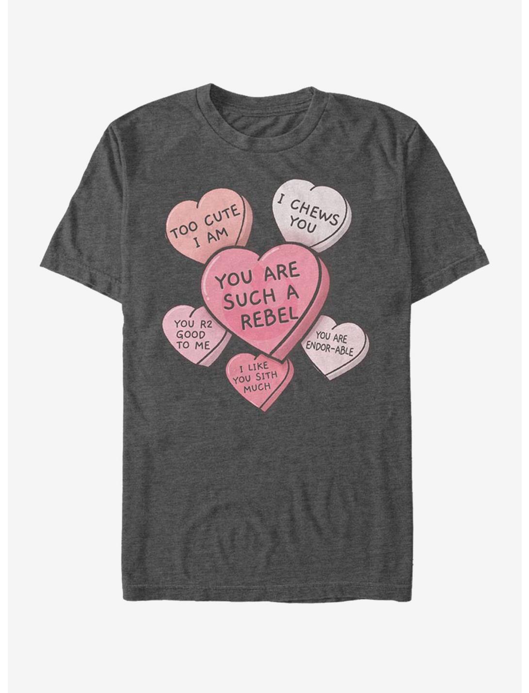 Star Wars Candy Hearts T-Shirt, CHAR HTR, hi-res