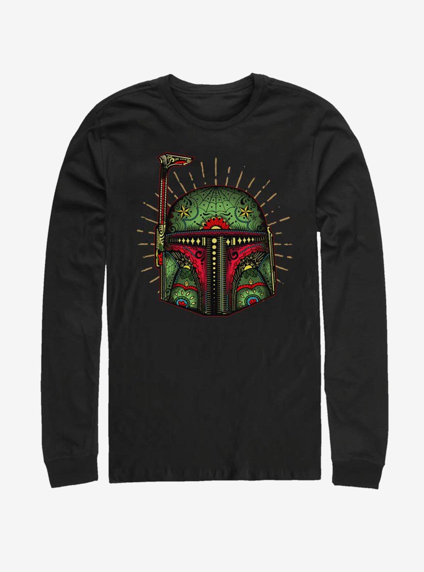 Star Wars Boba Sugar Skull Long-Sleeve T-Shirt, BLACK, hi-res