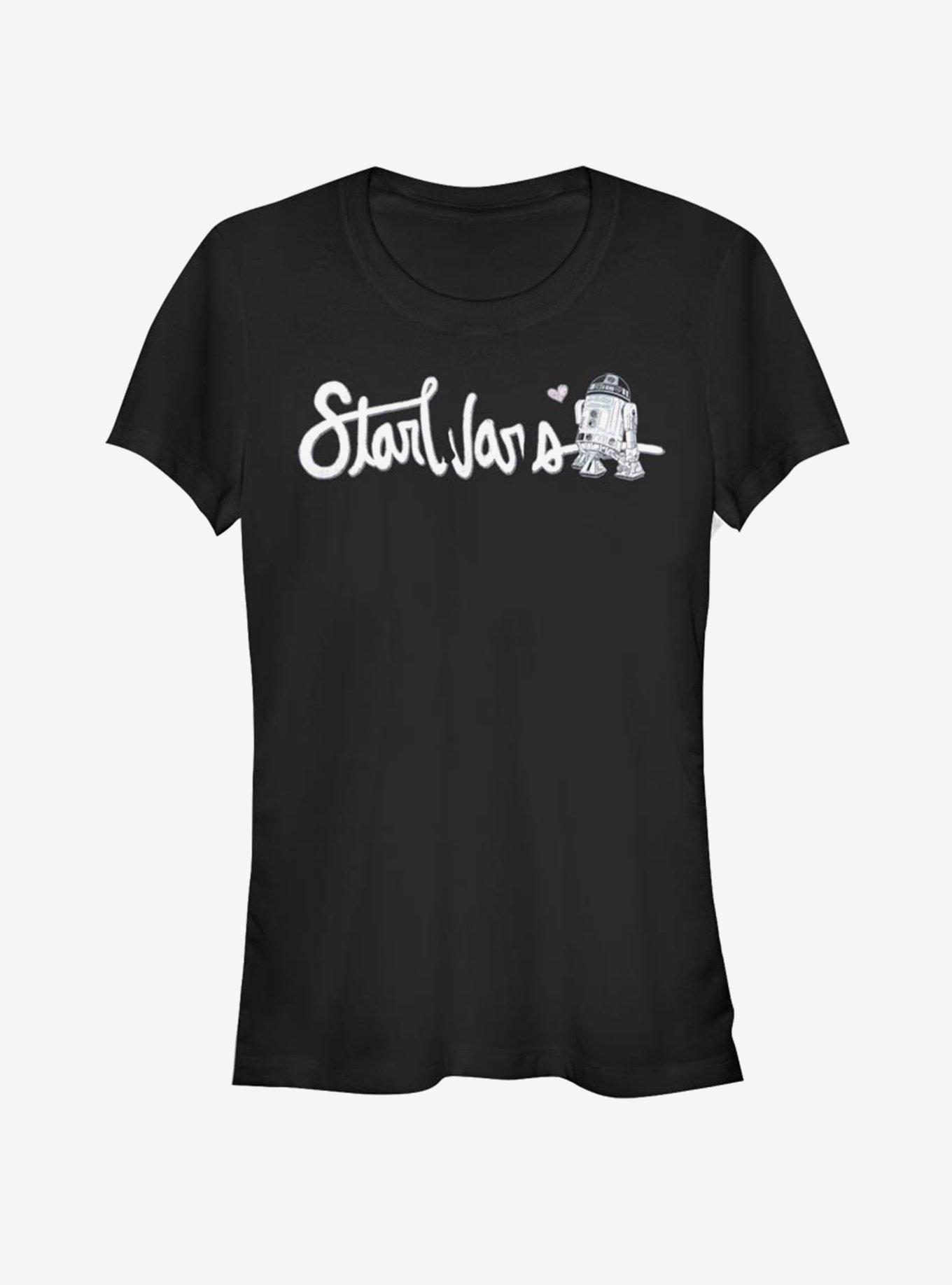 Star Wars Cursive R2D2 Girls T-Shirt, BLACK, hi-res