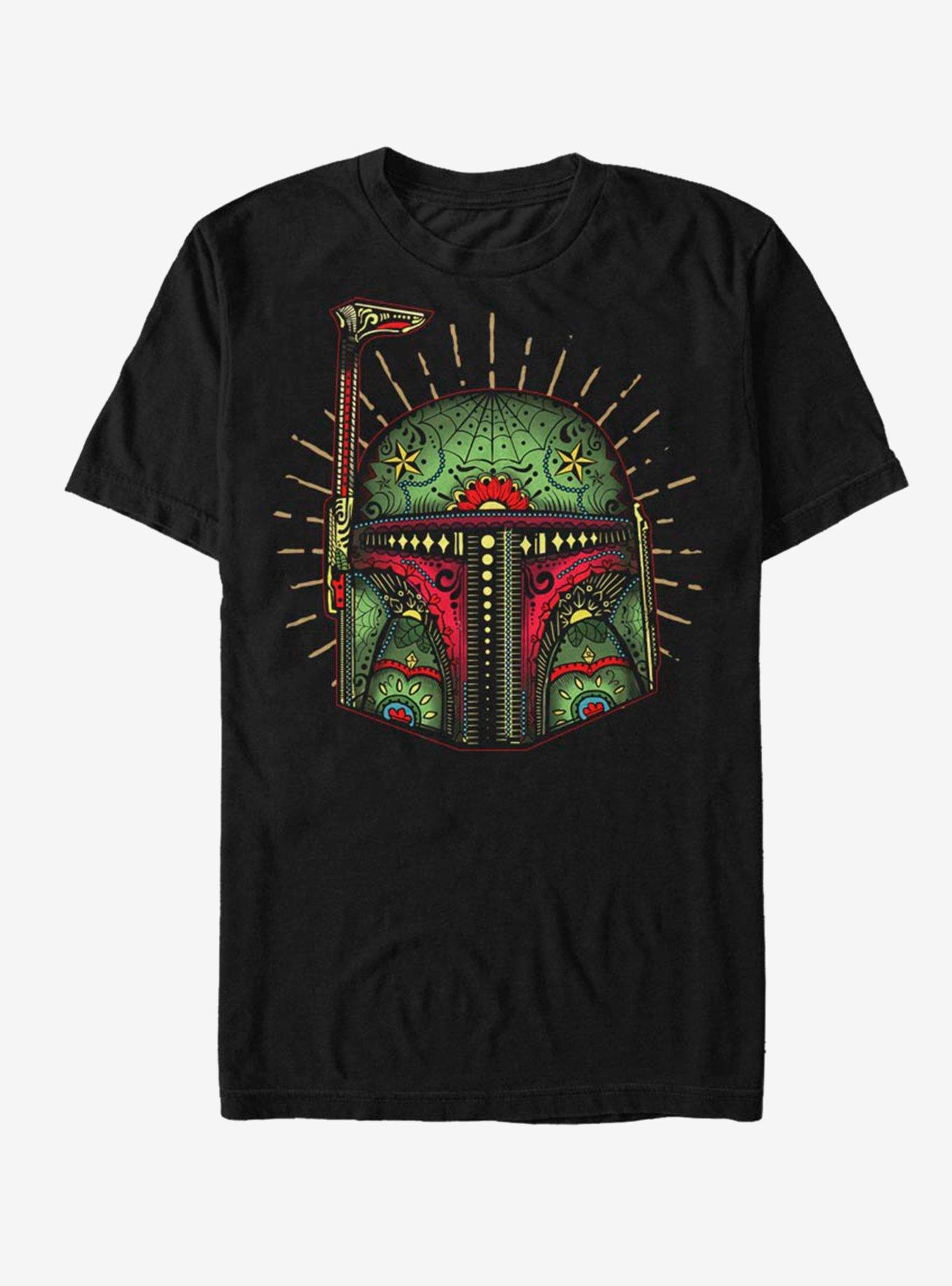 Star Wars Boba Sugar Skull T-Shirt, BLACK, hi-res