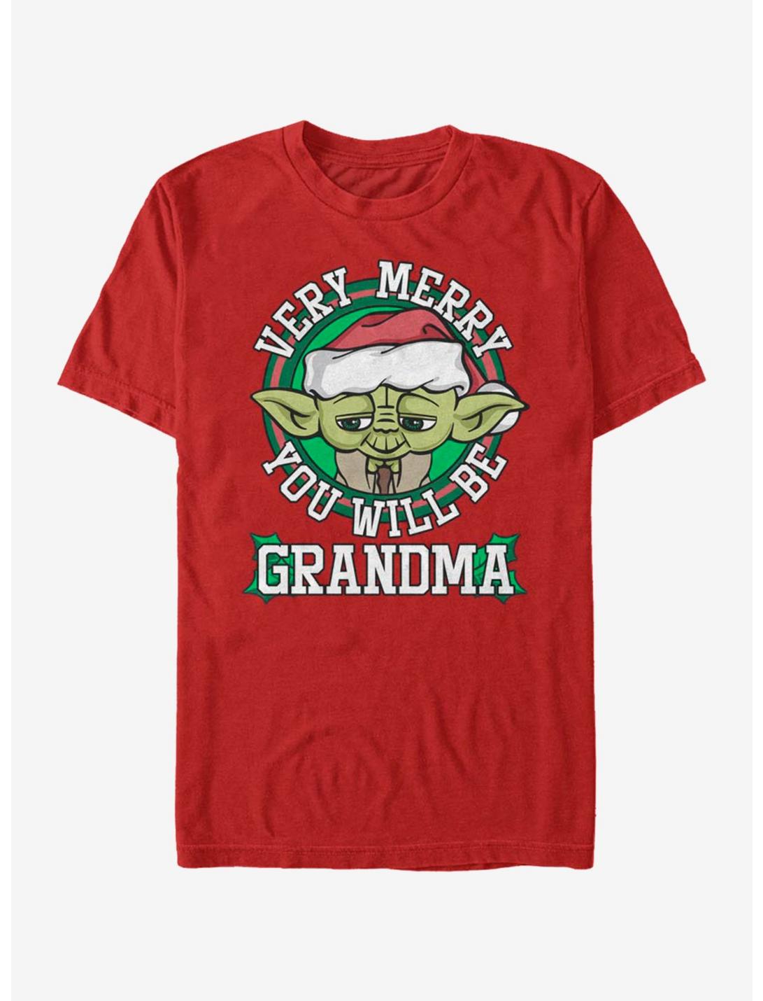 Star Wars Merry Yoda Grandma T-Shirt, RED, hi-res