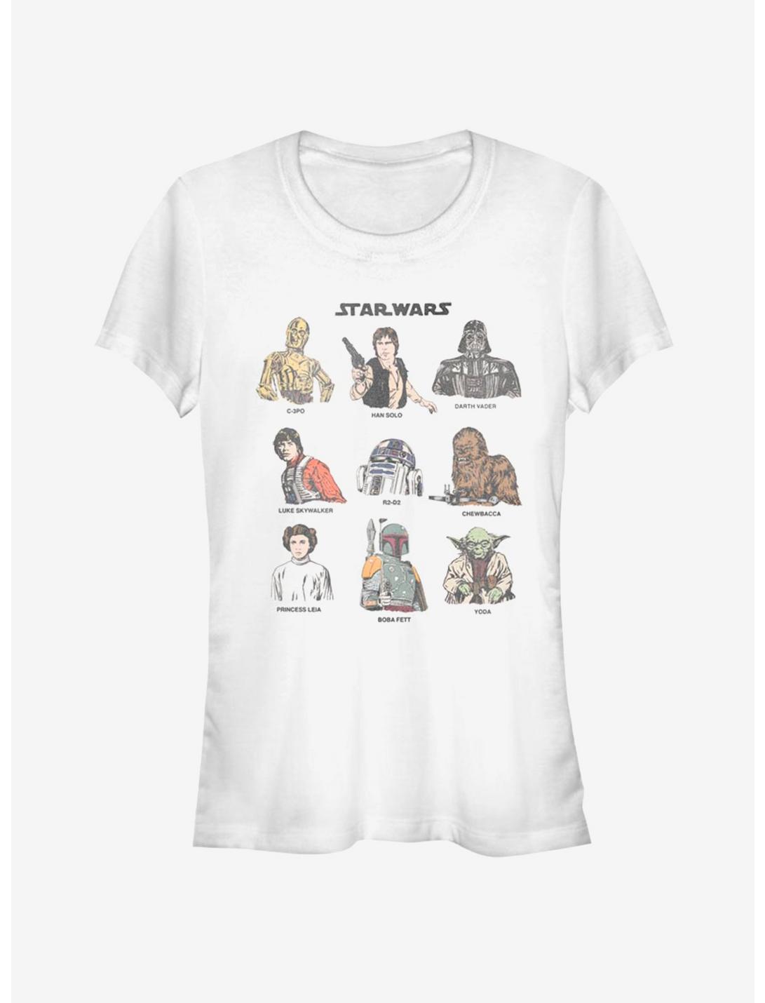 Star Wars Retro Character Cast Girls T-Shirt, WHITE, hi-res