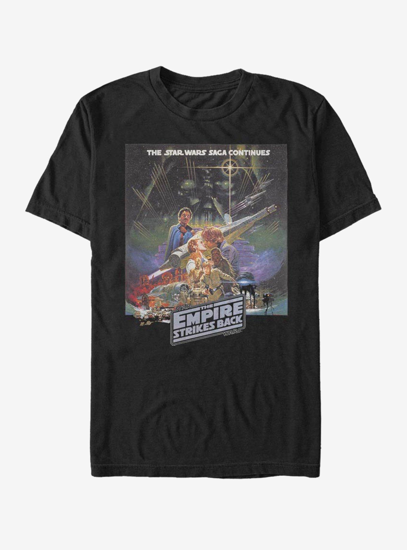 Star Wars Episode V The Empire Strikes Back Saga Continues Poster T-Shirt, BLACK, hi-res